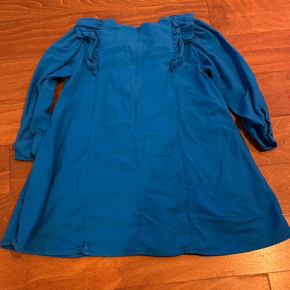 Morley Girl’s Vintage Vibrant Blue Ruffled Dress‎ size 8 100% cotton - Picture 3 of 4
